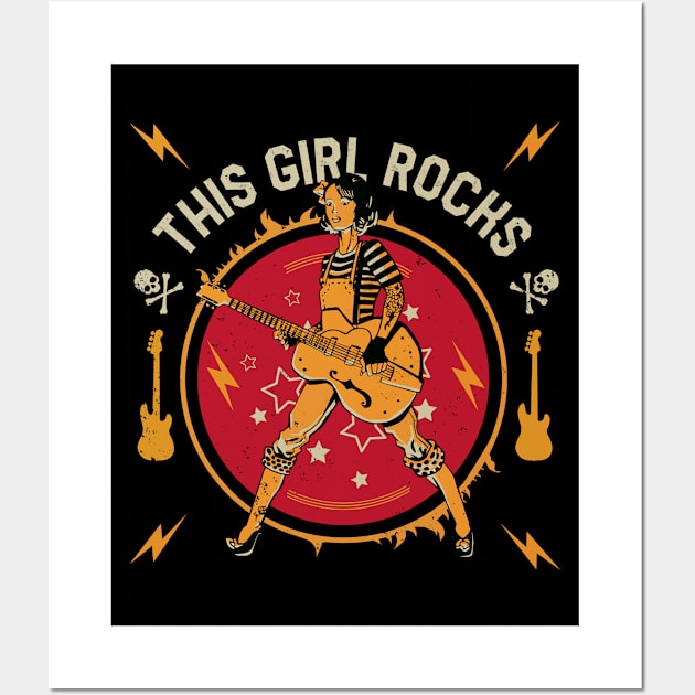 This Girl Rocks // Rock 'n Roll Girl // Guitar Player Wall Art by Now Boarding